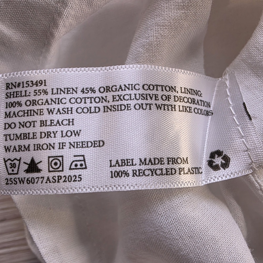 Hope & Henry Women's 2 White Linen Ruffle Dress Organic Cotton Lined Boho NWT - Picture 6 of 10